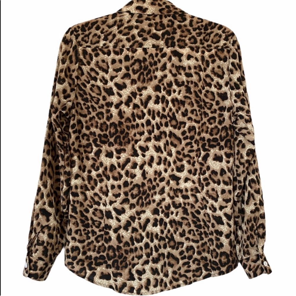 Leopard Button Down Blouse Size Large - Picture 2 of 4